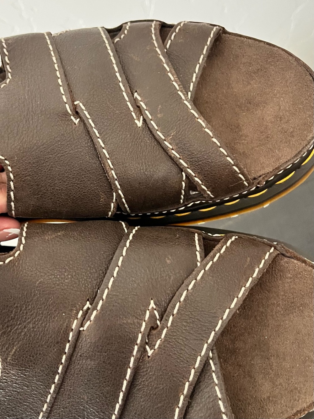 Dr. Martens Brown Leather Maxxy Slide Platform Sandals US Size Men 9 Women 10 - Picture 11 of 15